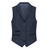 TPW-AK-04 - Terno feminino de tweed espinha de peixe de 3 peças na cor azul marinho