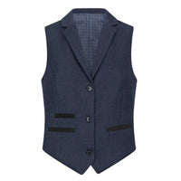 TPW-AK-04 - Terno feminino de tweed espinha de peixe de 3 peças na cor azul marinho