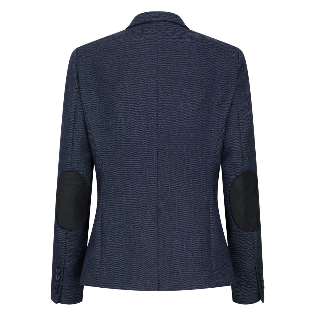 TPW-AK-04 - Terno feminino de tweed espinha de peixe de 3 peças na cor azul marinho