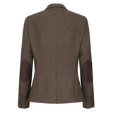 TPW-AK-06 - Terno feminino de tweed marrom de 3 peças com estampa espinha de peixe