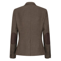 TPW-AK-06 - Terno feminino de tweed marrom de 3 peças com estampa espinha de peixe