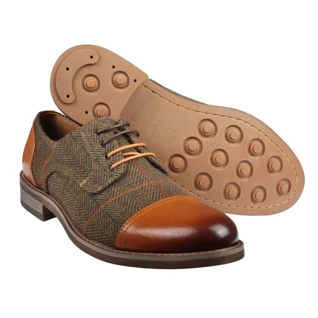 Theon - Sapatos Oxford de Tweed em Couro Masculino