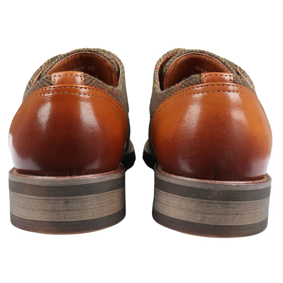 Theon - Sapatos Oxford de Tweed em Couro Masculino