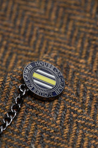 Thomas - Terno masculino marrom de 3 peças em tweed de lã mista