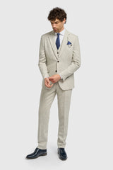 Thomas - Terno masculino cinza de 3 peças em tweed de lã mista