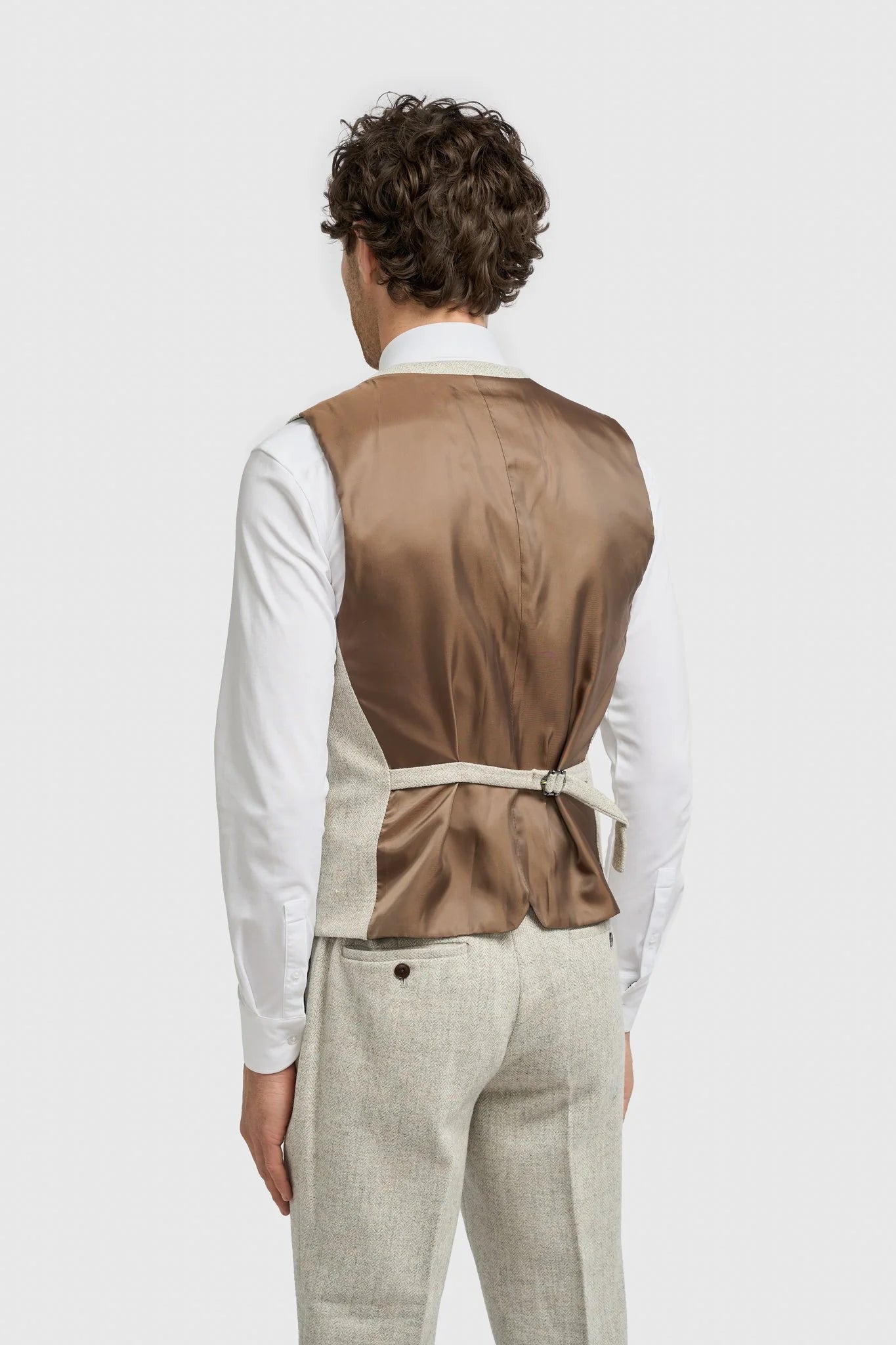Thomas - Terno masculino cinza de 3 peças em tweed de lã mista