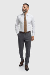 Thomas - Terno masculino azul-marinho de 3 peças em tweed de lã mista