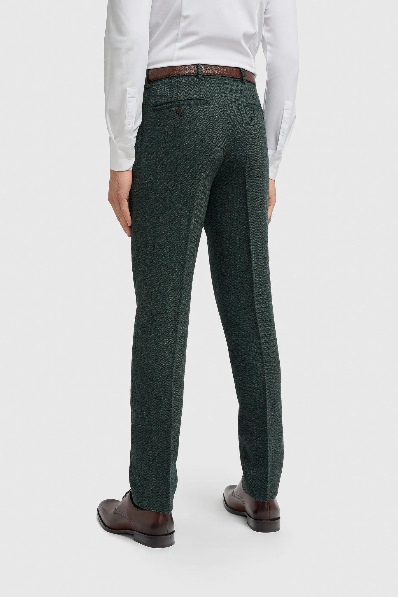 Thomas - Terno de 3 peças em tweed de lã verde-oliva