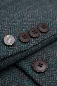 Thomas - Terno de 3 peças em tweed de lã verde-oliva