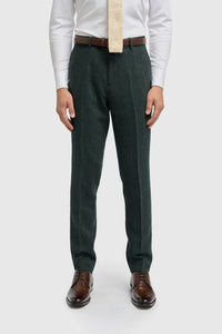 Thomas - Terno de 3 peças em tweed de lã verde-oliva