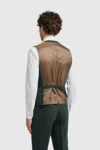 Thomas - Terno de 3 peças em tweed de lã verde-oliva