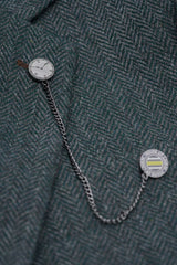 Thomas - Terno de 3 peças em tweed de lã verde-oliva