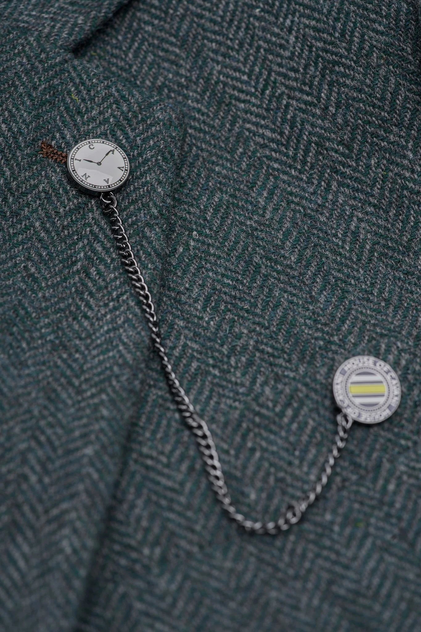 Thomas - Terno de 3 peças em tweed de lã verde-oliva