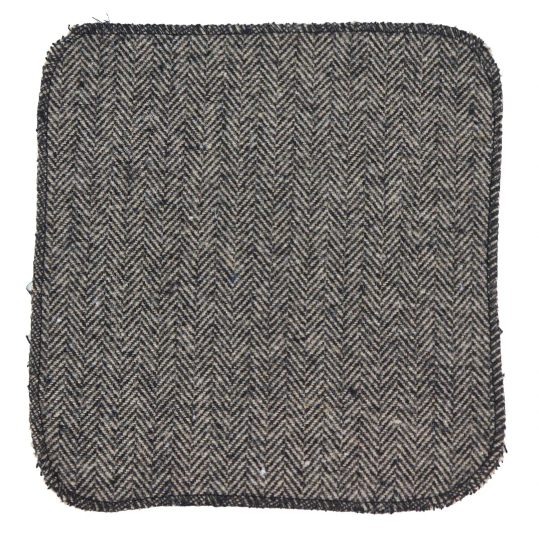 281 - Gravata e lenço de bolso masculinos em lã tweed espinha de peixe cor carvalho, 5 cm (2")