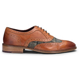 Sapatos masculinos vintage em couro legítimo, estilo brogue, década de 1920, em camurça e tweed, com cadarço, elegantes e formais.