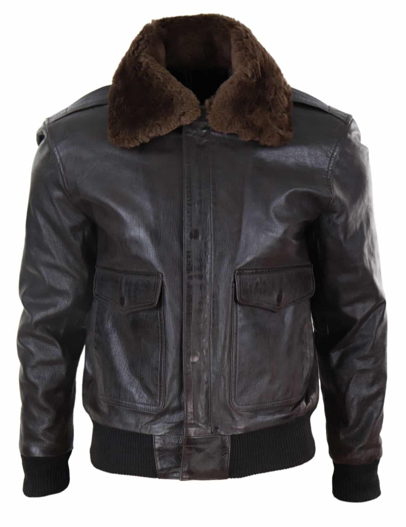 Jaqueta Bomber Masculina de Couro Marrom