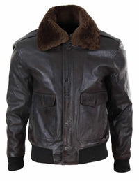 Jaqueta Bomber Masculina de Couro Marrom