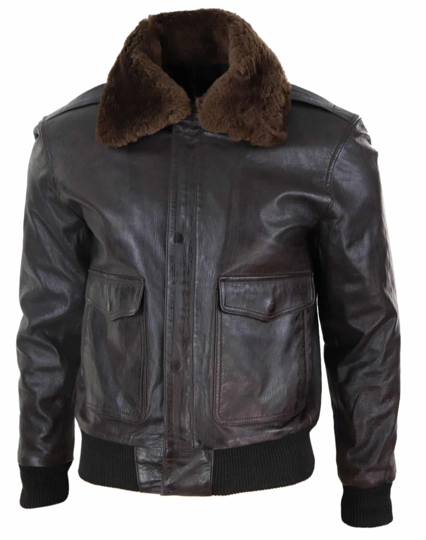 Jaqueta Bomber Masculina de Couro Marrom