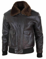 Jaqueta Bomber Masculina de Couro Marrom