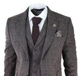 Terno masculino de tweed marrom de 3 peças