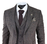 Terno masculino de tweed marrom de 3 peças