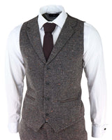 Terno masculino de tweed marrom de 3 peças