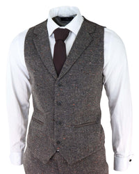 Terno masculino de tweed marrom de 3 peças
