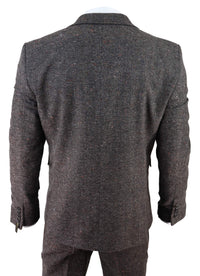 Terno masculino de tweed marrom de 3 peças