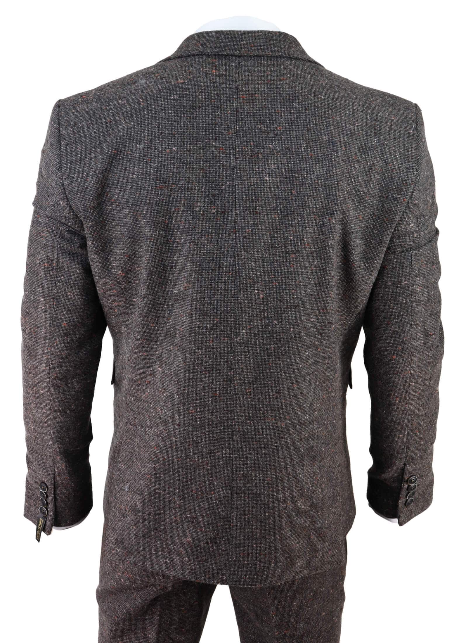 Terno masculino de tweed marrom de 3 peças