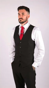 Colete masculino clássico preto, ideal para funerais, casamentos, escritório, trabalho, ocasiões casuais elegantes e corte slim.