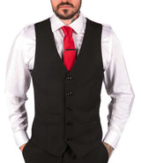 Colete masculino clássico preto, ideal para funerais, casamentos, escritório, trabalho, ocasiões casuais elegantes e corte slim.