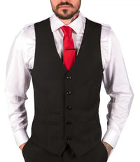 Colete masculino clássico preto, ideal para funerais, casamentos, escritório, trabalho, ocasiões casuais elegantes e corte slim.