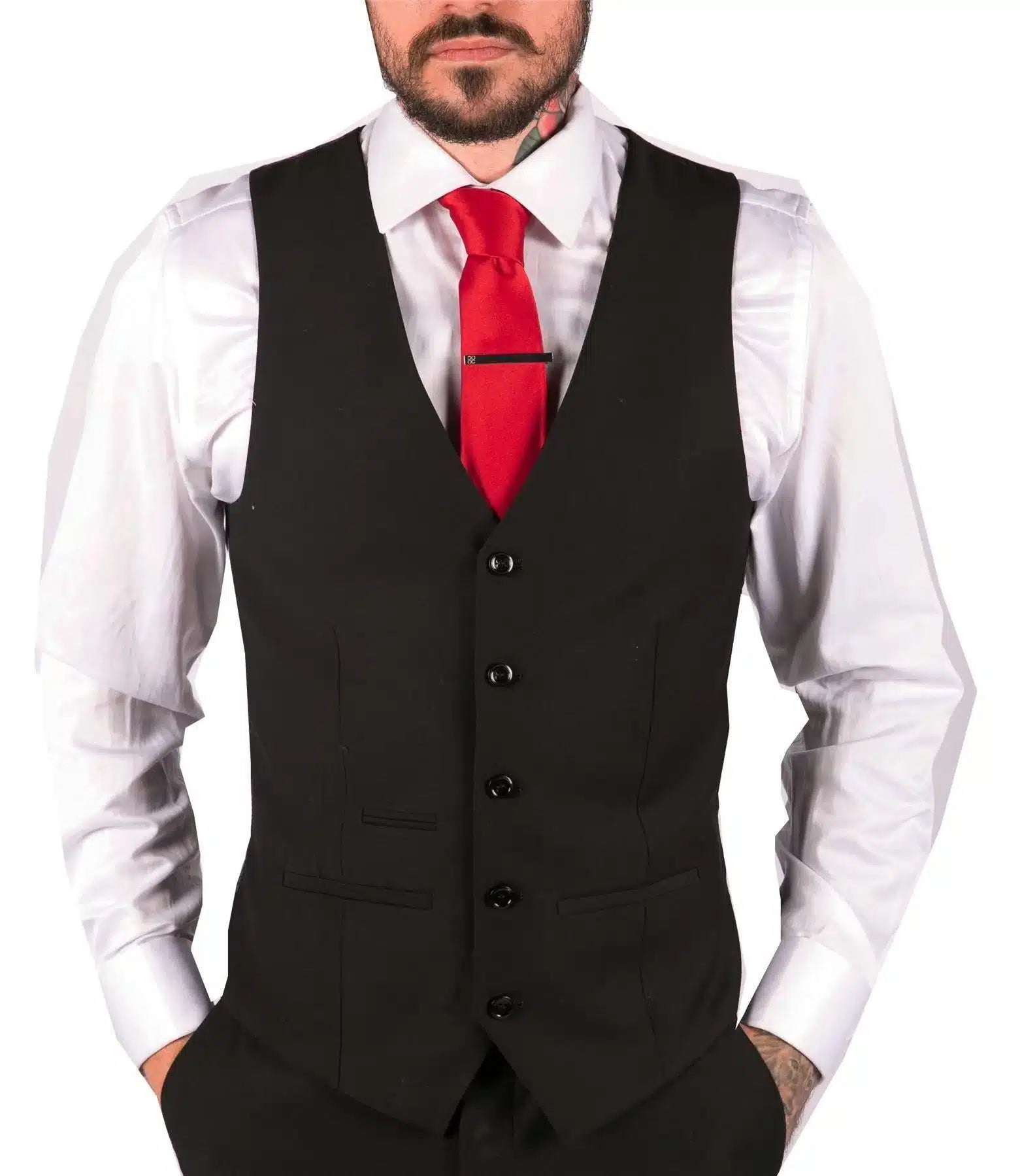 Colete masculino clássico preto, ideal para funerais, casamentos, escritório, trabalho, ocasiões casuais elegantes e corte slim.