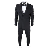 AK-22 - Terno Smoking Preto Masculino de Abotoamento Duplo para Jantar ou Casamento