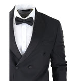 AK-22 - Terno Smoking Preto Masculino de Abotoamento Duplo para Jantar ou Casamento