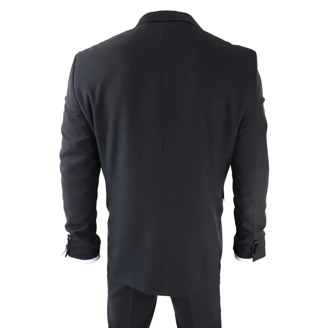 AK-22 - Terno Smoking Preto Masculino de Abotoamento Duplo para Jantar ou Casamento