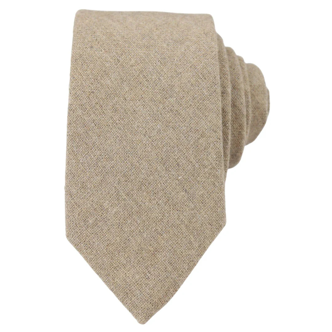Lenço de bolso/gravata de tweed bege camelo cor carvalho, 5 cm (2")