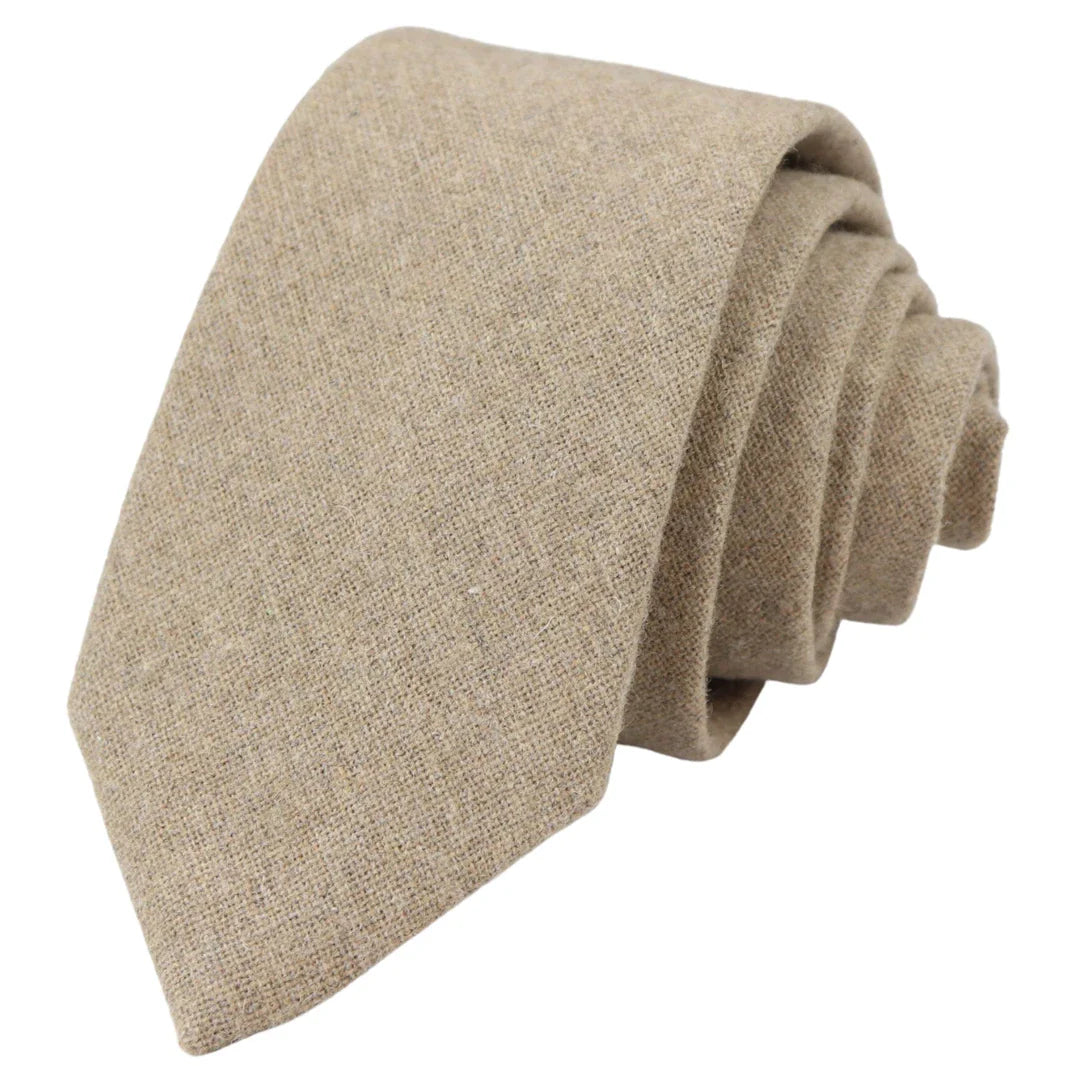 Lenço de bolso/gravata de tweed bege camelo cor carvalho, 5 cm (2")