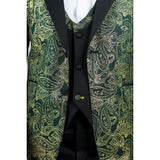 AK-28 - Terno de casamento masculino de 3 peças com estampa paisley verde