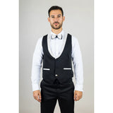 AK-29 - Terno de casamento masculino de 3 peças branco com estampa paisley