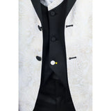 AK-29 - Terno de casamento masculino de 3 peças branco com estampa paisley