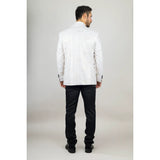 AK-29 - Terno de casamento masculino de 3 peças branco com estampa paisley