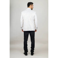 AK-29 - Terno de casamento masculino de 3 peças branco com estampa paisley