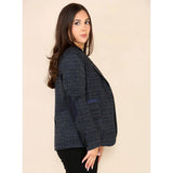 Terno feminino xadrez tweed azul