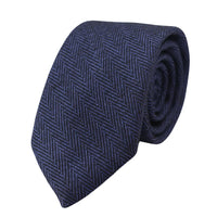 Conjunto de gravata e lenço de bolso masculino em tweed azul espinha de peixe