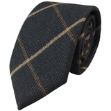 Conjunto de gravata e lenço de bolso masculino em tweed azul-marinho com padrão espinha de peixe