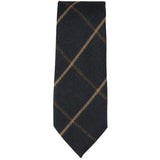Conjunto de gravata e lenço de bolso masculino em tweed azul-marinho com padrão espinha de peixe