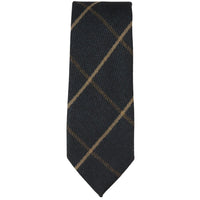 Conjunto de gravata e lenço de bolso masculino em tweed azul-marinho com padrão espinha de peixe