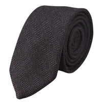 Conjunto de gravata e lenço de bolso masculino em tweed cor ameixa com padrão espinha de peixe