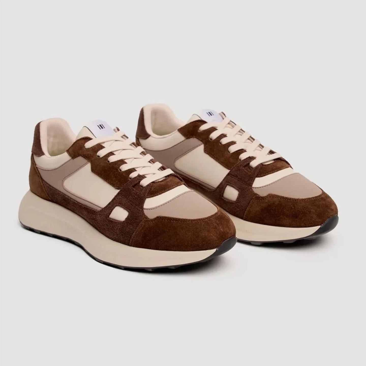Albany - Tênis Casual Masculino em Malha Respirável Marrom-Bege